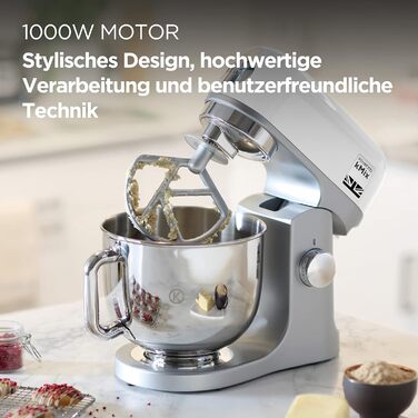 Кухонний комбайн Kenwood KMix, 1000 Вт, 5 л, нержавіюча сталь, 6 швидкостей, білий