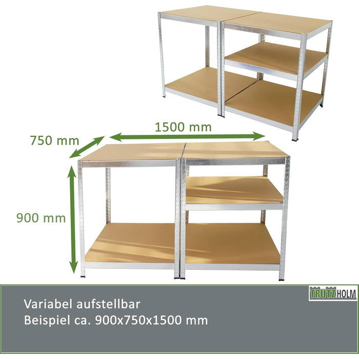 Стелаж для майстерні TRUTZHOLM, міцний стелаж, 180x75x75 см, вантажопідйомність 875 кг 5 полиць Архівний стелаж, стелаж для зберігання, стелаж для підвалу, металевий стелаж, гаражний стелаж