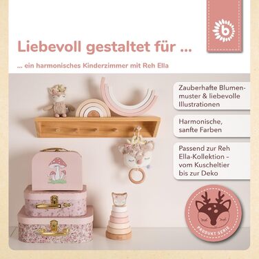 Дитячий набір валіз Bieco з 3 предметів &quotЕлла Мрійливі квіти&quot Картонні валізи Іграшкові валізи для дітей, декор для подорожей, рожевий