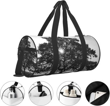 Спортивна сумка, дорожня сумка, сумка для подорожей, сумка з принтом дерева, сумка на ніч, чорна, універсальний розмір