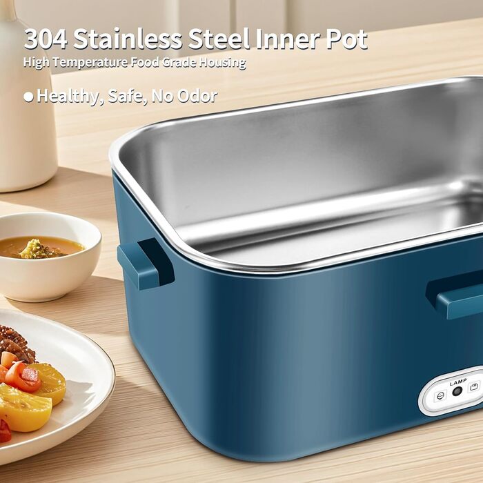 Електричний ланч-бокс 120 Вт 3-в-1 12 В/24 В/220 В Електричний ланч-бокс з підігрівом 1,8 л Портативний знімний ланч-бокс з вставкою та сумкою з нержавіючої сталі