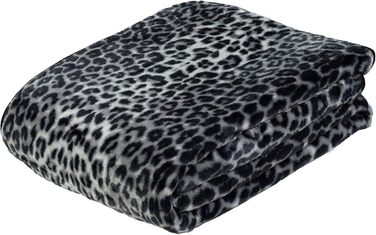 Преміальна м&39яка ковдра, відчуття кашеміру, висока щільність тканини 500 г/м, 150 x 200 см - Сніговий барс, Сріблястий