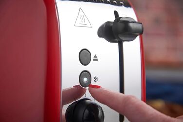 Тостер Russell Hobbs на 2 скибочки Кольори Плюс Нержавіюча сталь Червоний (надширокі слоти для тостів, в т.ч. підставка для булочо