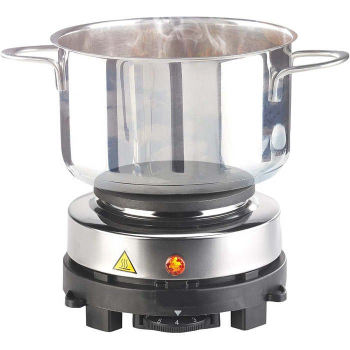 Гаряча плита Rosenstein & Shne електрична міні-одинарна конфорка та кавоварка для еспресо, 500 Вт, 3 чашки (міні-плита для еспресо-машини, мала конфорка для еспресо, індукційна плита)