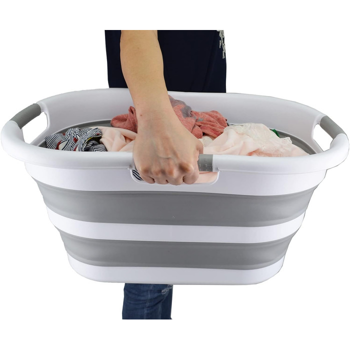 Складаний пластиковий кошик для білизни, 40 л, складаний висувний контейнер/органайзер для зберігання - переносна ванна для білизн