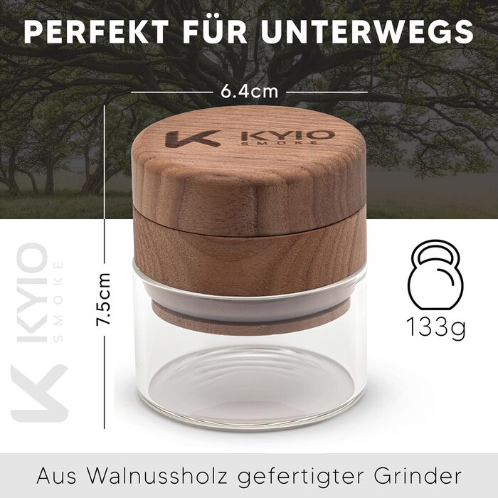 Подрібнювач натурального дерева Велика, високоякісна дробарка з 3 частин з магнітною кришкою (горіх)