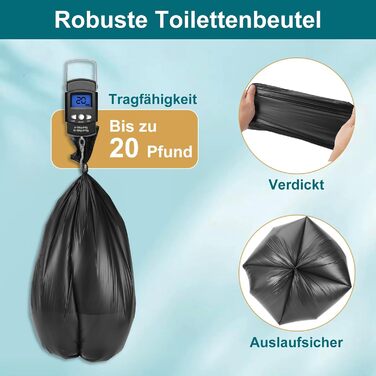 Міцні та стійкі до розривів сумки для туалету WADEO, 80 предметів, кемпінгові сумки для туалету, пакети для сміття, об&39ємом 50 л кожна (0,03 мм), портативні універсальні сумки для туалету, надзвичайно товсті туалетні аксесуари, для кемпінгу, походів, по