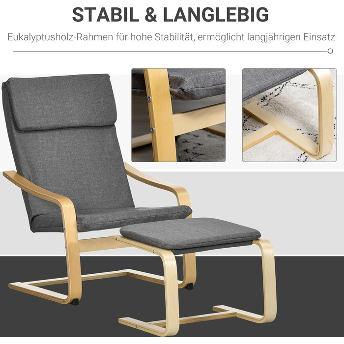 Крісло-реклайнер HOMCOM з підніжкою, крісло для відпочинку з лляним виглядом, сучасне крісло під телевізор, м&39яке крісло для вітальні, спальні, сірий колір