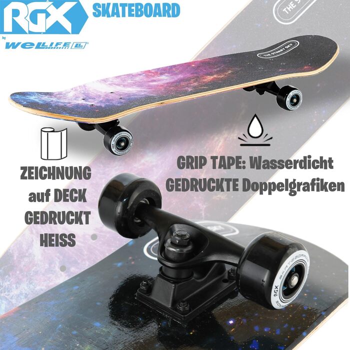 Скейтборд WeLLIFE для початківців, дерев&39яний скейтборд 80x20 см для дітей, підлітків та дорослих, кулькові підшипники ABEC-9, 9 шарів кленового скейту Double Kick Skate Concave Trick DBL464