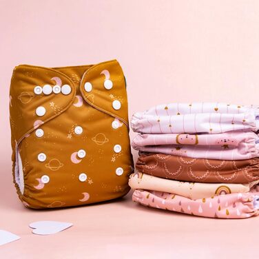 Підгузки тканинні дитячі, багаторазові, що перуться, 6 підгузків 12 тканинних вкладишів 6DM104-EN