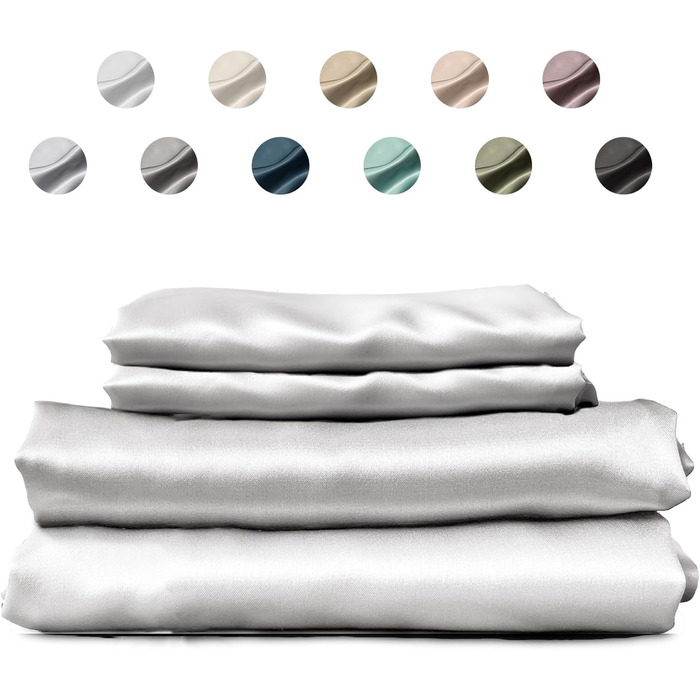 Комплект шовкової постільної білизни Colorado Home Co Mulberry, 100 шовк, простирадло з глибокою кишенею, повне приталене простира