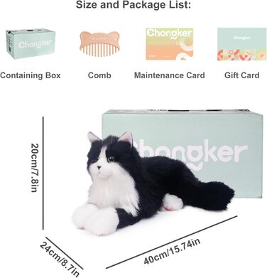 Плюшева іграшка Chongker, реалістичний чорний кіт, ручна робота, 36 см