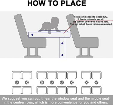 Надувне ліжко-літак для малюків Дитяче ліжко-літак для подорожей Надувне ліжко для малюків Ліжко-літак для немовлят Підходить для більшості літаків економ-класу