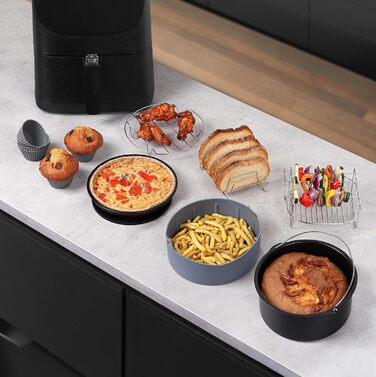 Аксесуари Фритюрниця XL і XXL 20см Аксесуари для мультипечі Philips XL і XXL, COSORI 5.5L, Cecotec, Tefal З силіконовою формою Air Fryer Набір з 10 предметів