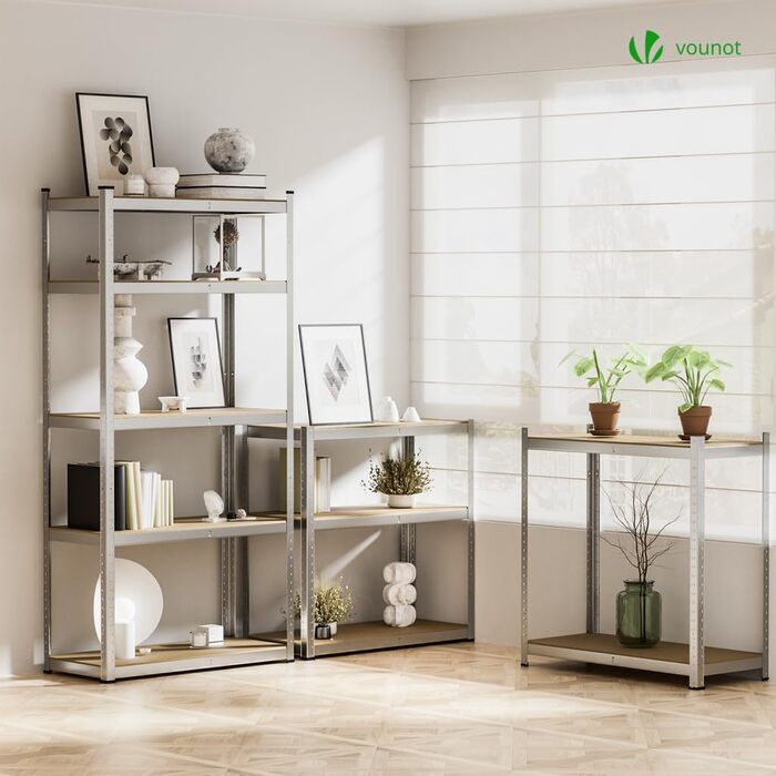 Надміцний стелаж VOUNOT, комплект з 2 шт., стелажі для зберігання, підвальні стелажі, безболтові стелажі, стелажі для майстерні, 180x90x40 см, 5 регульованих полиць, вантажопідйомність 875 кг, 90x40x180 см