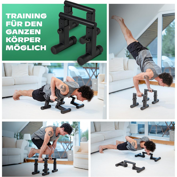 Ручки для віджимань 3-в-1 - Регульована рукоятка для калістеніки, стійки на руках та ручок для віджимань Ручки для віджимань, зручні для зап&39ястя, ідеальне обладнання для домашньої студії, тренажерного залу та в дорозі POWERNOVA Metal