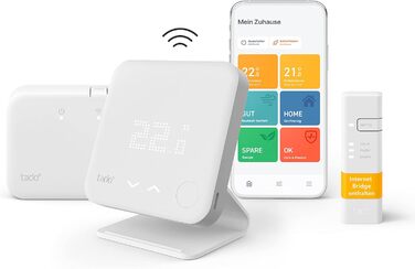 Розумний домашній термостат tado (бездротовий) Wifi Starter Kit V3 із підставкою цифрове керування опаленням для котлів легке встановлення сумісний із Alexa, Siri та Google Assistant