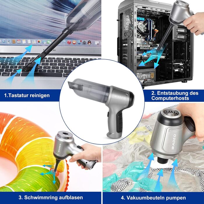 В-1 ручний пилосос акумулятор 9000Pa, бездротовий автомобільний пилосос потужний USB перезаряджається, міні ручний пилосос 40 хвил