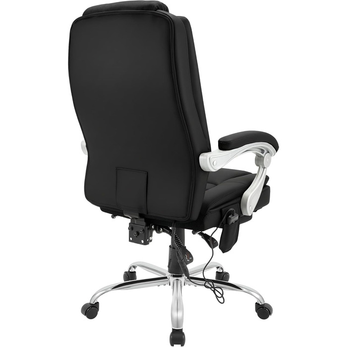 Ергономічне офісне крісло CLP з функцією масажу Rubia, письмове крісло з функцією підігріву та підставкою для ніг, поворотне крісло з регулюванням висоти до 150 кг, колір чорний