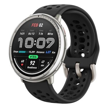 Розумний годинник Amazfit Active 2 44 мм, штучний інтелект, голосове керування, GPS та безкоштовні карти, 10 днів автономної роботи, фітнес-трекер із понад 160 спортивними режимами, водонепроникність 5 атм для Android та iPhone, чорний силікон
