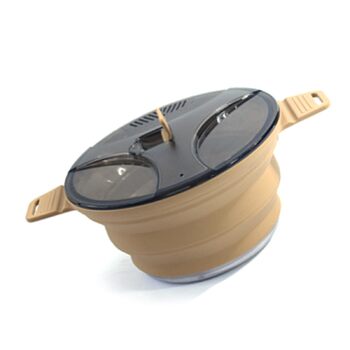 Тонкі, складні туристичні миски для приготування їжі, міцний, стійкий до іржі силікон, для мандрівників та туристів, складні, 2 шт., хакі