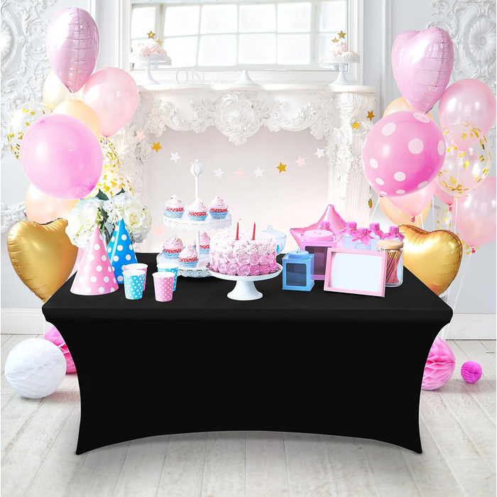 Кухонна спандекс-скатертина Utopia 2 Pack 6FT, чорна щільно прилягає, миється і не утворює зморшок на відкритому повітрі для заход