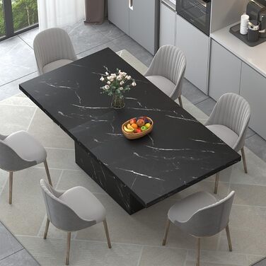 Чорний обідній стіл HSH, сучасний дерев&39яний кухонний стіл, великий стіл для 6-8 осіб, прямокутний дерев&39яний обідній стіл для дому, офісу, вітальні, чорний 180 см 180 x 80 x 76 см чорний