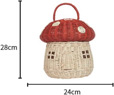 Кошик для зберігання з ротанга ручної роботи у формі гриба, милий, ручної роботи, подарунок, прикраса, твори мистецтва, ротанг, рожевий, 24 x 28 см