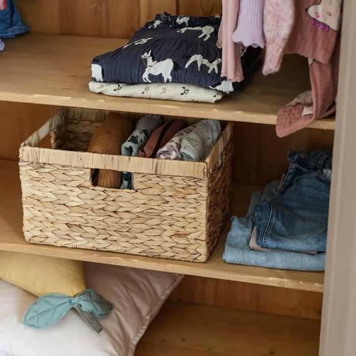 Кошик для зберігання HMF, сплетений з водяного гіацинта підходить для книжкової шафи Billy 35 x 25 x 20 см