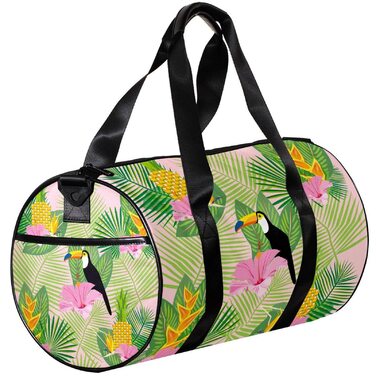 Спортивна сумка, маленька дорожня сумка, сумка для йоги, з тропічним малюнком (пальми, фрукти, квіти), сумка для фітнесу на відкритому повітрі, ручна поклажа