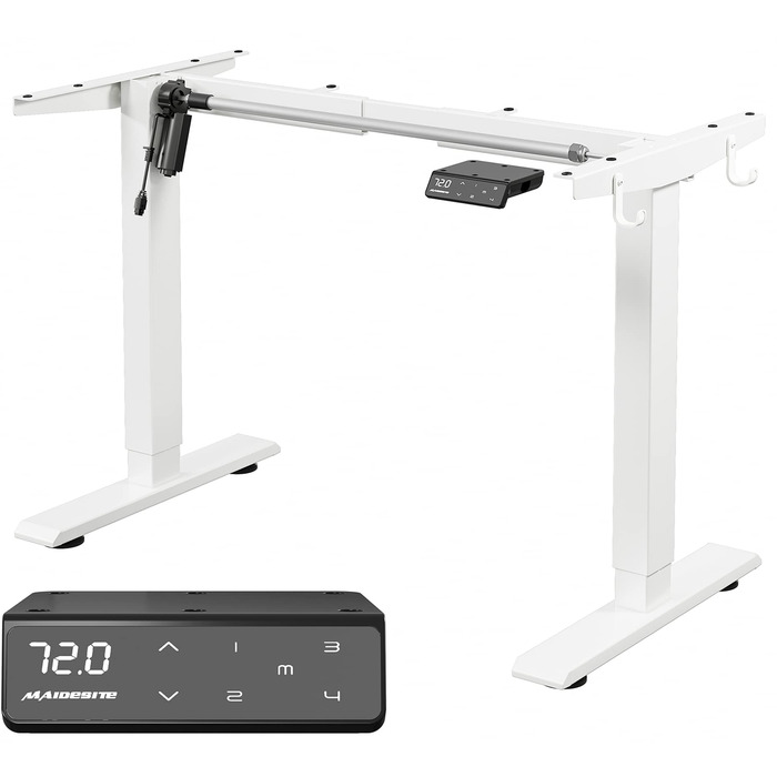 Електричний стіл MAIDeSITe з потужним двигуном, регульованою по висоті рамою столу з двосекційними ніжками та 4 налаштуваннями пам&39яті - T1 Pro (білий)
