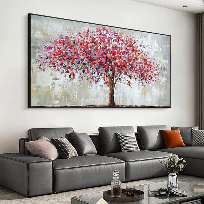 Картина Ручний розпис, мотив Велике червоне дерево, вітальня, акрилове полотно, прикраса будинку, олійний живопис на полотні, 70 х
