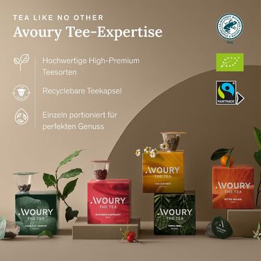 Чайна машина Avoury One Машина для чайних капсул У тому числі фільтр для води та 8 видів чаю в капсулах Колір чисто чорний Чисто чорна чайна машина