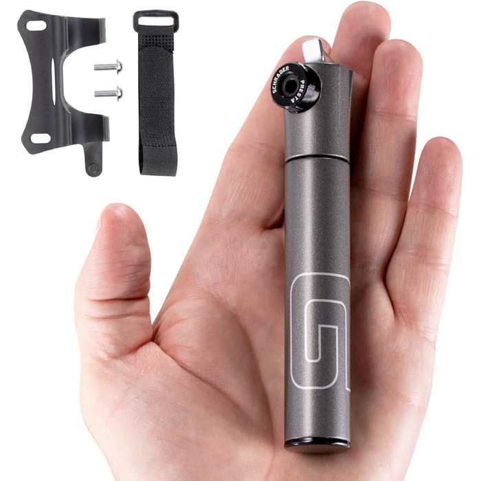Велосипедний насос GIYO Super Micro, металевий, найменший насос, доступний з телескопічним насосом для гірського велосипеда (80 PSI), великий об&39єм, клапан Presta та Schrader, зроблено на Тайвані (GM-043LT)