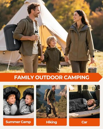 Спальний мішок для кемпінгу та походів, легкий портативний спальний мішок-ковдра для кемпінгу та походів, 220x80 см, чорний