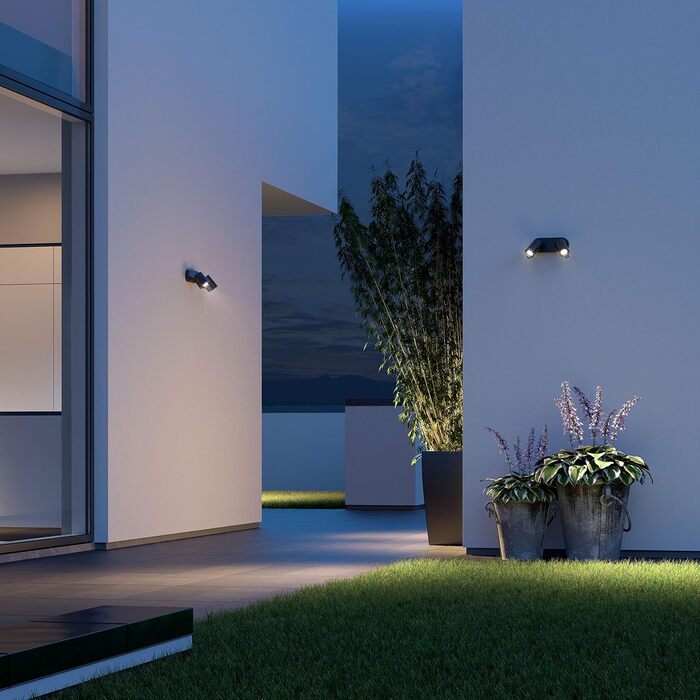 Світильник-прожектор Steinel LED Spot DUO S, антрацит, датчик руху 90, з LED-лампою GU10, можливість кабельного з'єднання, алюміній, 14,95 Вт, ручне керування