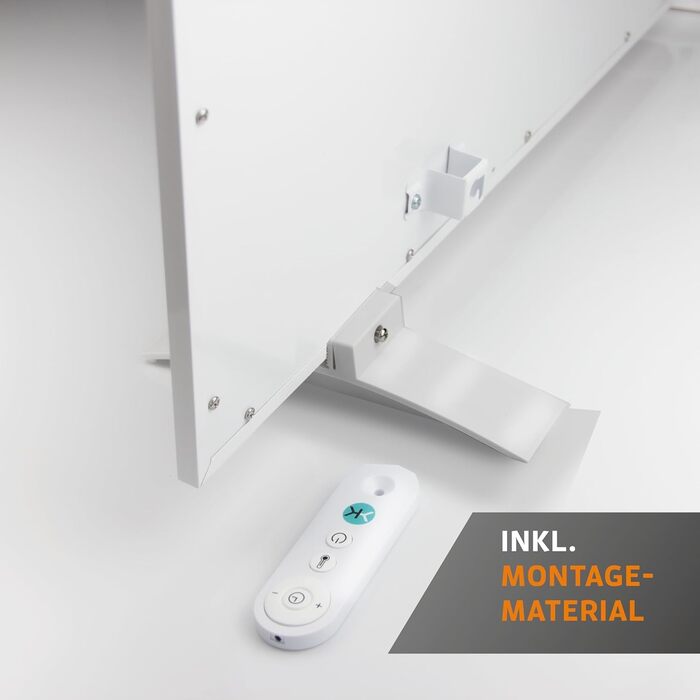 Інфрачервоний обігрівач KAISER 600 Вт - Нагрівальна панель з підставкою та РК-дисплеєм - Настінний та стельовий монтаж або портативний - Енергозберігаючий електричний обігрівач з термостатом та пультом дистанційного керування - для вітальні, ванної кімнат