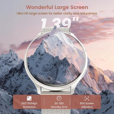 Жіночий смарт-годинник із функцією телефону, круглий смарт-годинник 1,39 дюйма з SpO2, 24-годинним монітором серцевого ритму, монітором артеріального тиску, монітором сну, фітнес-трекером із понад 120 спортивними режимами та крокоміром для iOS та Android 