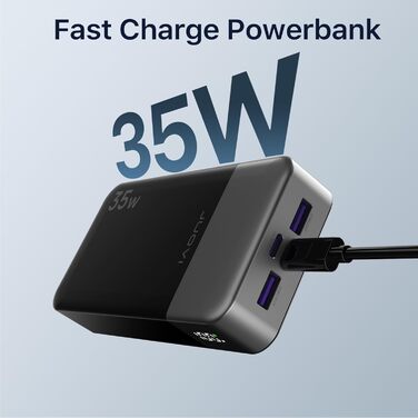 Портативний акумулятор Power Bank 20000 мАг, портативний зарядний пристрій JUOVI 35 Вт, акумуляторна батарея Fast Charge, зовнішня батарея для мобільного телефону PD3.0 QC4.0 зі світлодіодним дисплеєм для iPhone 16 15, Galaxy, планшета, комутатора тощо