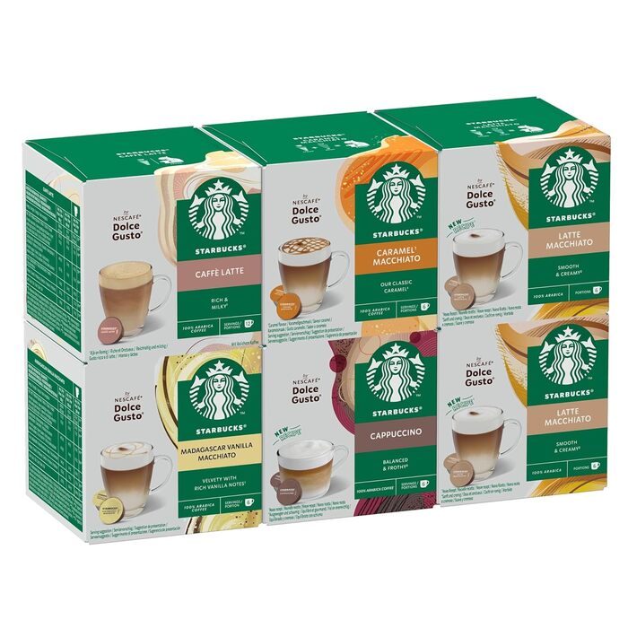 Набір STARBUCKS, кавові капсули Nescaf Dolce Gusto White Cup Variety Pack, 6 x 12 (72 капсули) ексклюзивно на Storeo