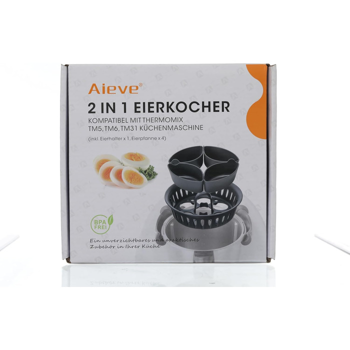 Вставка для яєць-пашот Aieve 2 в 1 сумісна з кухонними комбайнами Thermomix TM5 TM6 TM31 Аксесуари для 4 яєць-пашот і 6 варених яє