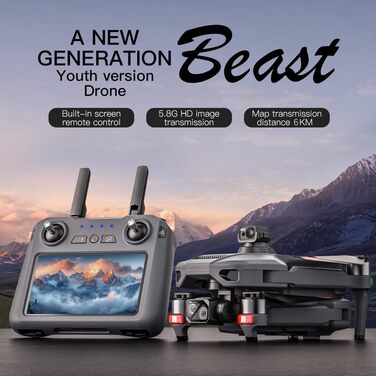 Дрон Teeggi SG909 MAX із камерою 4K для дорослих, пульт дистанційного керування з екраном, дистанція керування 6 км, 3-осьовий під