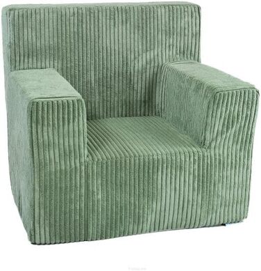 Дитяче крісло FORTISLINE з вельвету (547x34 см) - М&39яке та безпечне ігрове крісло та дитячий диван - Сертифіковане Oeko-Tex крісло з пінопласту - Дитяче крісло для дитячої кімнати, світло-зелене