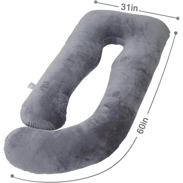 Подушка для вагітних AS AWESLING, U-подібна подушка для всього тіла, подушка для годування, подушка для підтримки та вагітності для вагітних зі знімним чохлом, темно-сіра