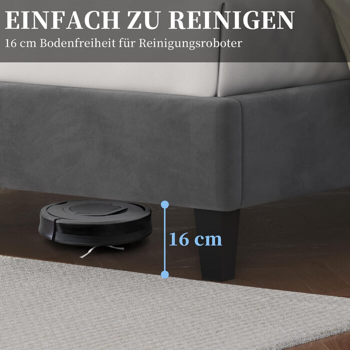 М&39яке ліжко Yaheetech Двоспальне ліжко 140 200 см Тканинне ліжко Дитяче ліжко М&39яке ліжко з регульованим узголів&39ям Каркас ліжка з рейковою основою, темно-сірий Темно-сірий 140 x 200 см