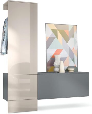 Вішалка для одягу Vladon Carlton Set 4, зроблено в Німеччині, настінна вішалка, що складається з декоративної панелі та підвісної