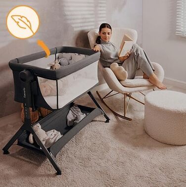 Дитяче ліжечко Lionelo Leonie Plus 3-в-1 (до 9 кг), додаткове ліжко та колиска, регульована висота, повітропроникні стінки, знімні боковини, колеса з гальмами, великий кошик, колір Beige Plus