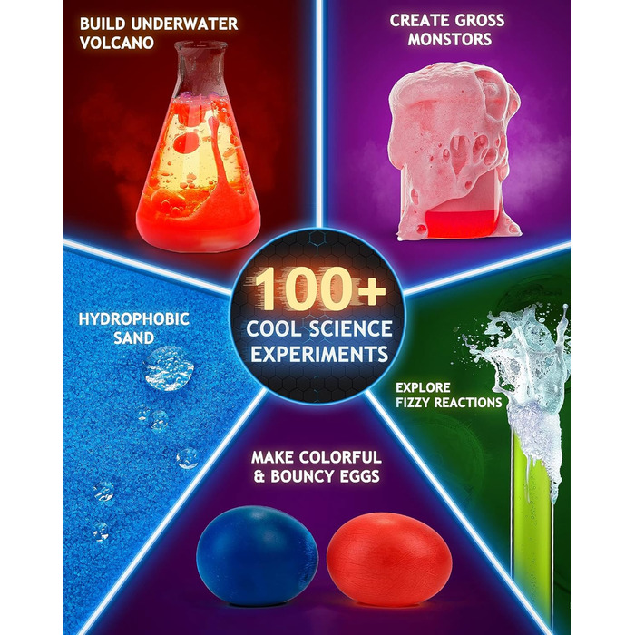 Експериментів для дітей, подарунковий набір іграшок для дітей з STEM-активності та науки, набір для хімії, подарунок на Різдво та день народження, 100