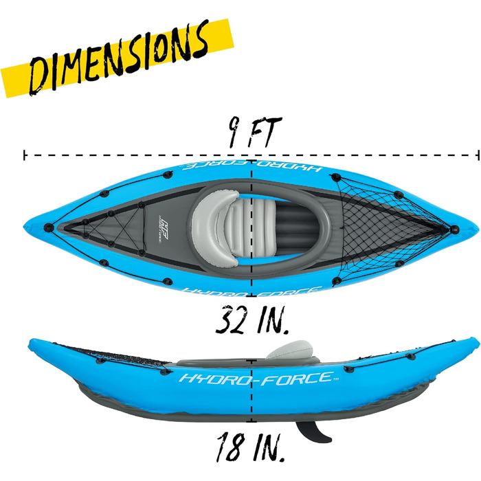 Надувний каяк на 1 особу з ручним насосом, веслом, сумкою для перенесення, синій, Single Cove Champion 2023