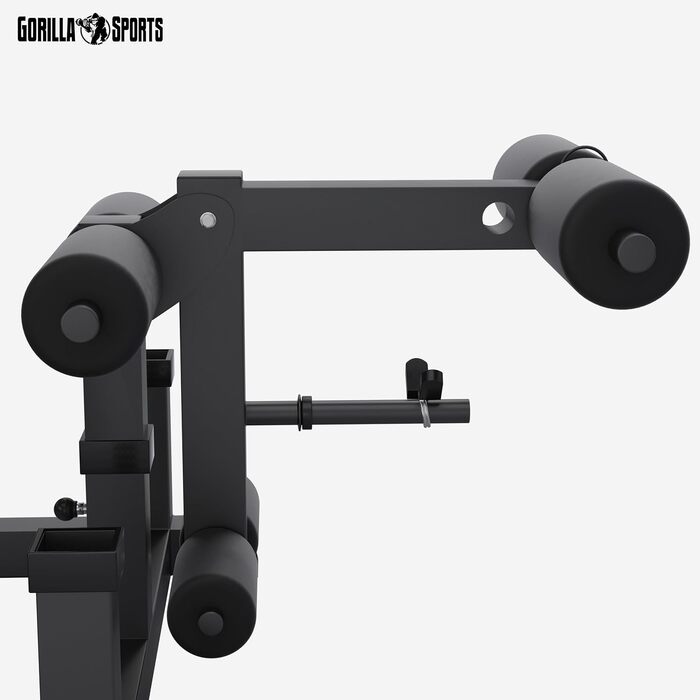 Багатофункціональна лава для штанги з регульованою стійкою для штанги, вежею для тяги найширшого хвата, верстатами &quotметелик&quot, згиначами ніг, чорний або білий колір - тренувальна лава, фітнес-станція, станція для тренувань